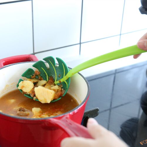 出口创意龟背竹捞面勺热带风情分餐勺沙拉凉菜冷面漏勺厨房