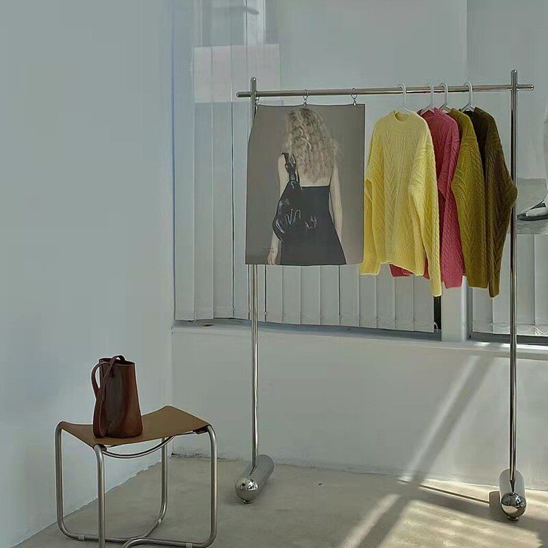 服装店展示架陈列架不锈钢落地式高档中岛正挂橱窗侧挂女装店货架