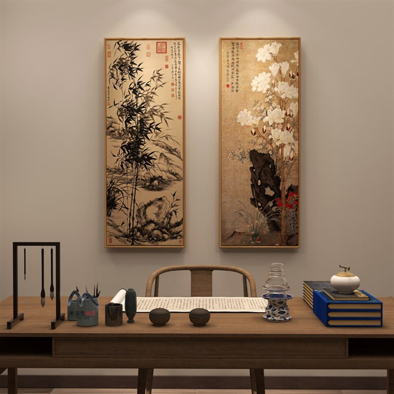 米亦堂x玉堂芝兰 新中式花鸟国画字画书房客厅办公室饭厅玄关挂画