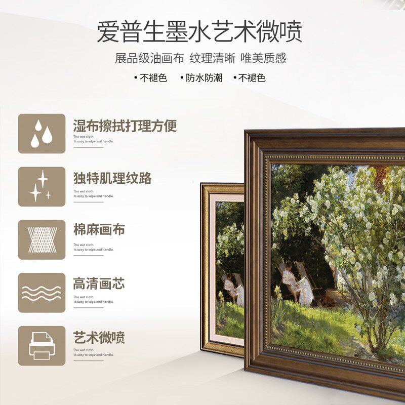 美式玄关挂画复古餐厅背景墙风景油画卧室墙面装饰画法式人物壁画