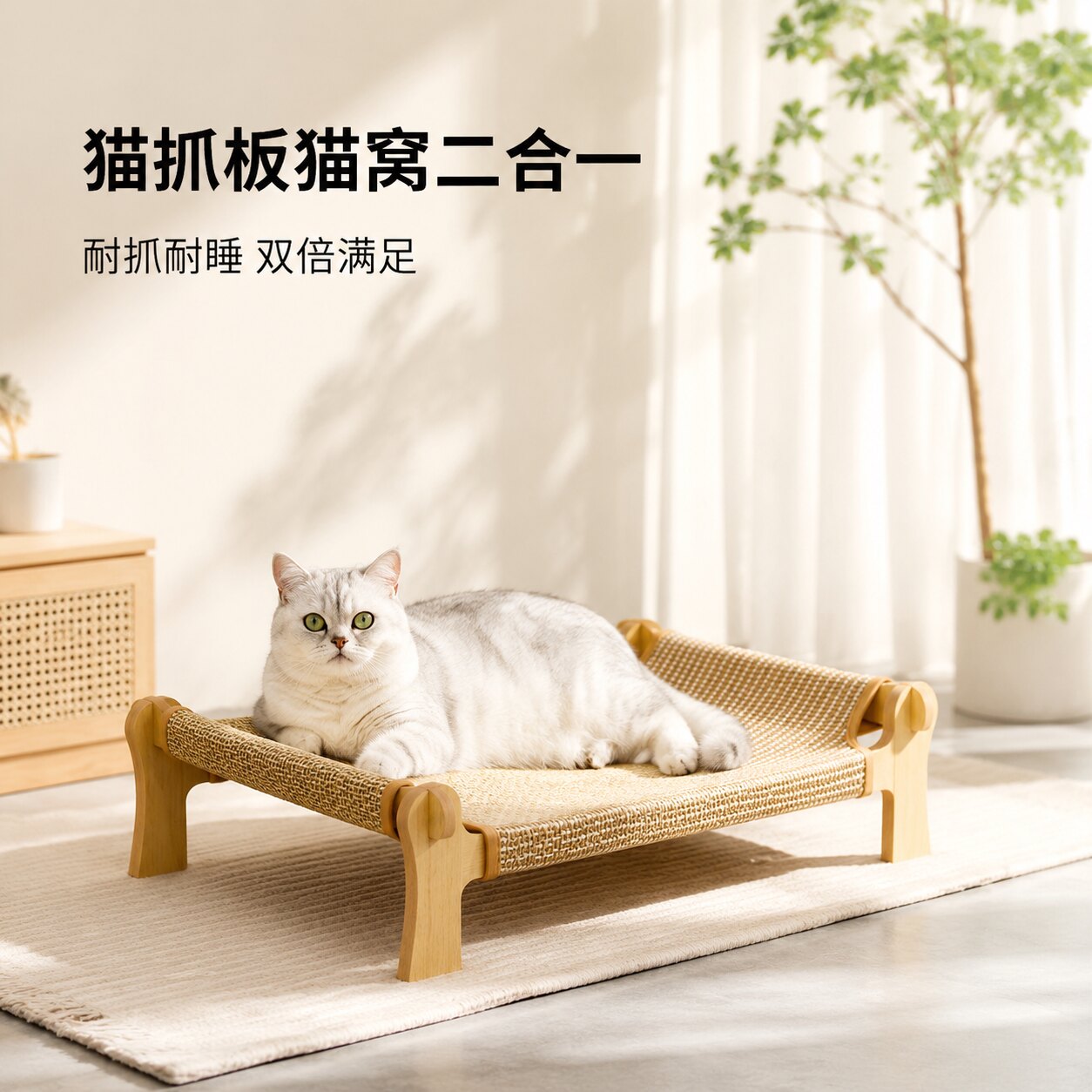JANZU猫窝行军床耐抓吊床猫抓板图片