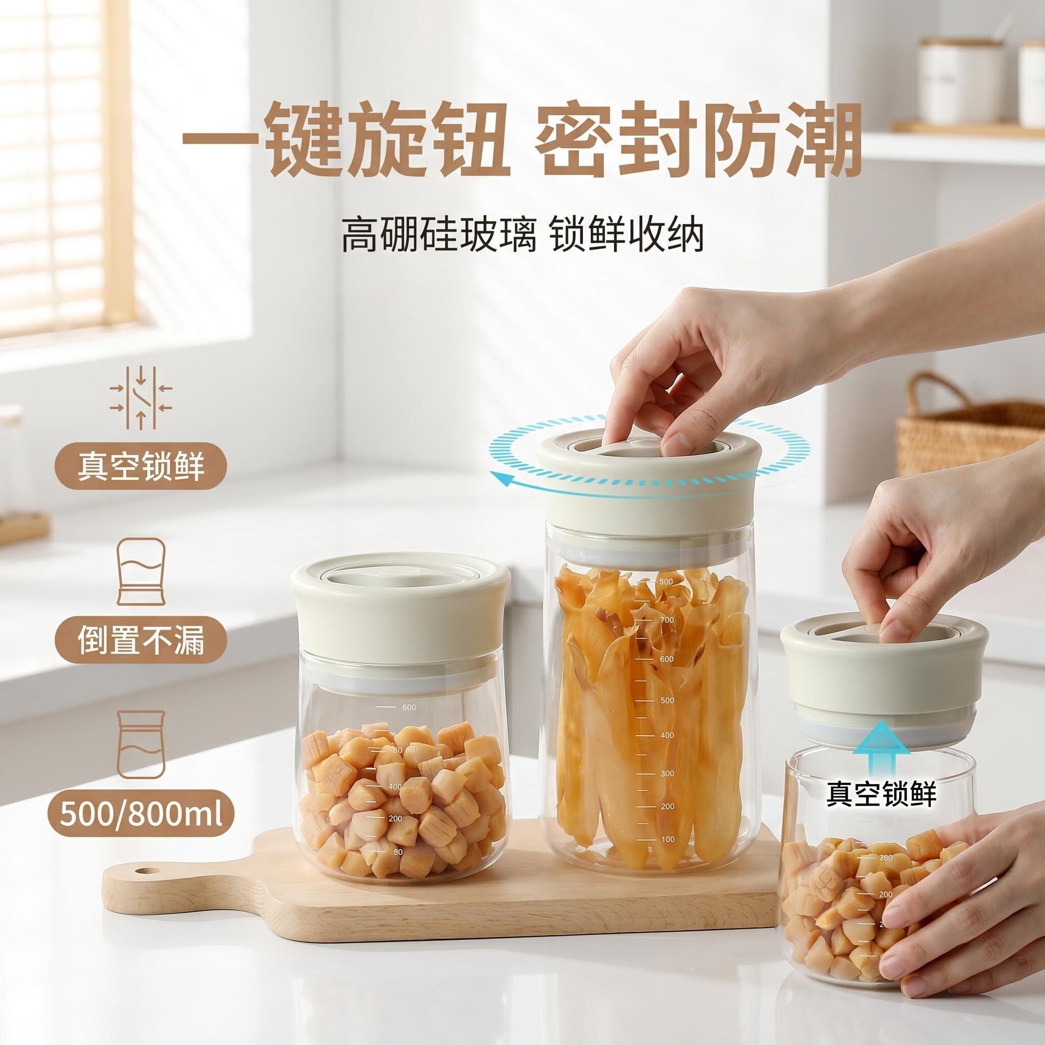 JANZU旋钮真空密封玻璃罐高硼硅