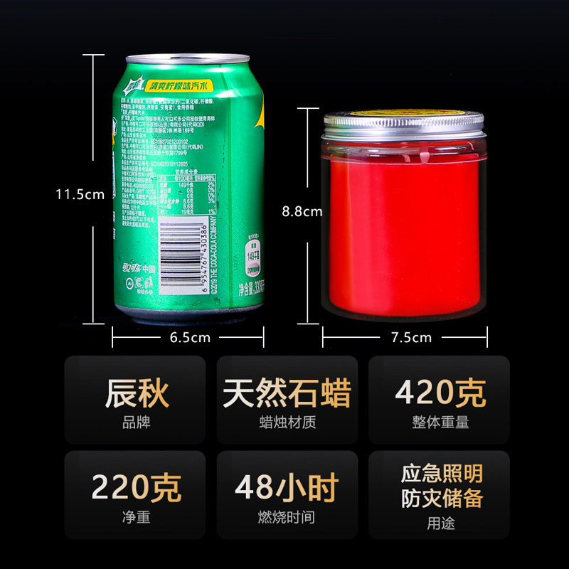 蜡烛家用照明停电应急户外室内防灾防风安全无烟无味透明玻璃罐装
