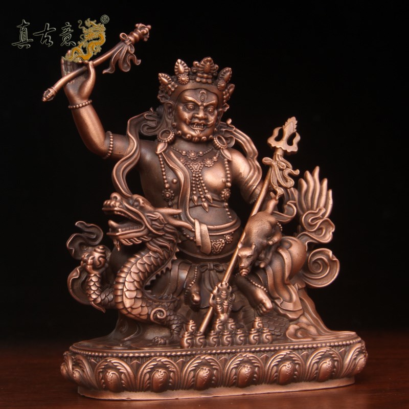 真古意 紫铜白财神佛像居家随身车载白财神像摆件供奉工艺品摆放