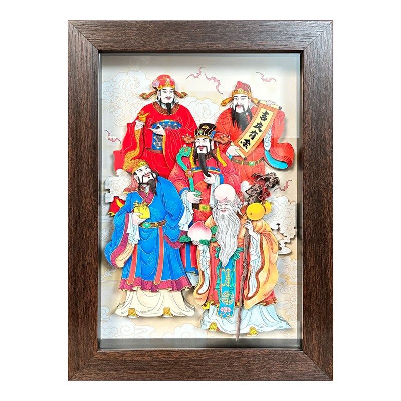玺语五福临门送客户领导客厅办公室装饰画国潮立体剪纸工艺品礼品