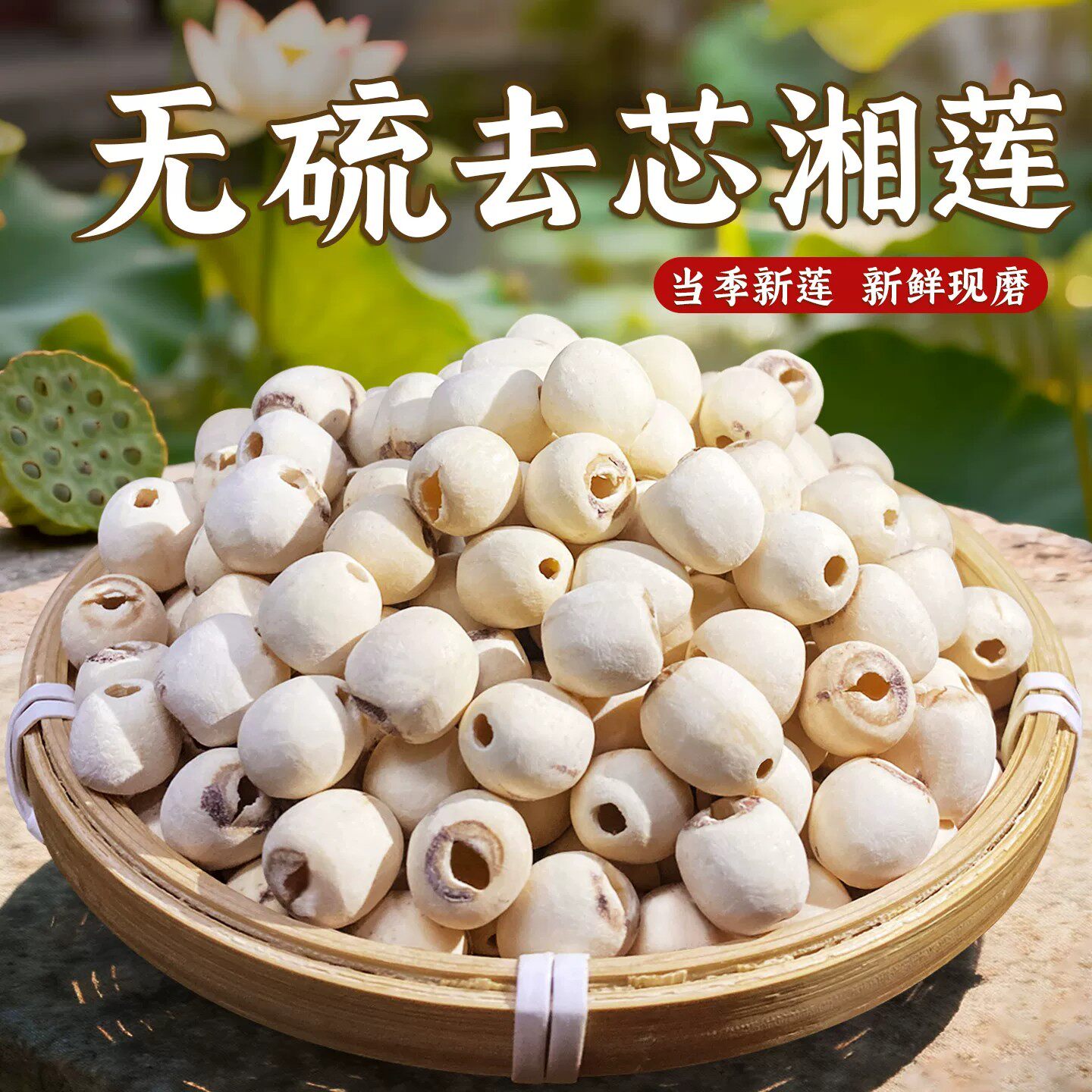 新货莲子去芯干货500g湖南特产湘莲磨皮湘潭无通心白莲子无硫莲米