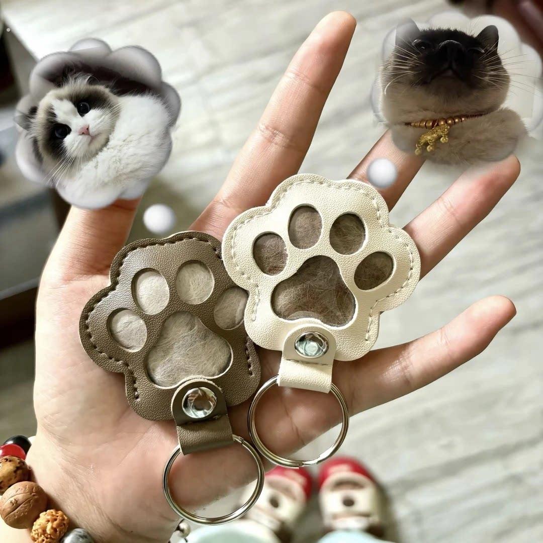 猫毛收纳挂件宠物狗狗毛发纪念钥匙扣收集器小猫咪兔子猫爪装挂饰