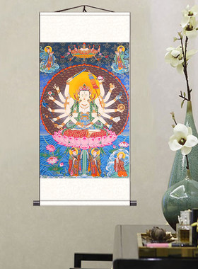 准提菩萨观音菩萨画像卷轴挂画神像丝绸挂图观世音佛像准提佛母图