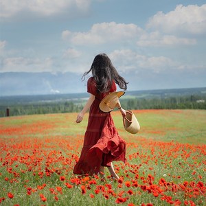 理想三旬旅行女装复古收腰旅拍酒红色多层蛋糕裙摆连衣裙长裙短袖
