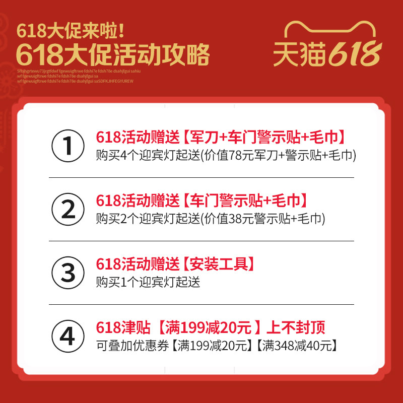 适用于奔驰迎宾灯原厂款E级E300L/GLC改装C级C200L/C260L车门装饰