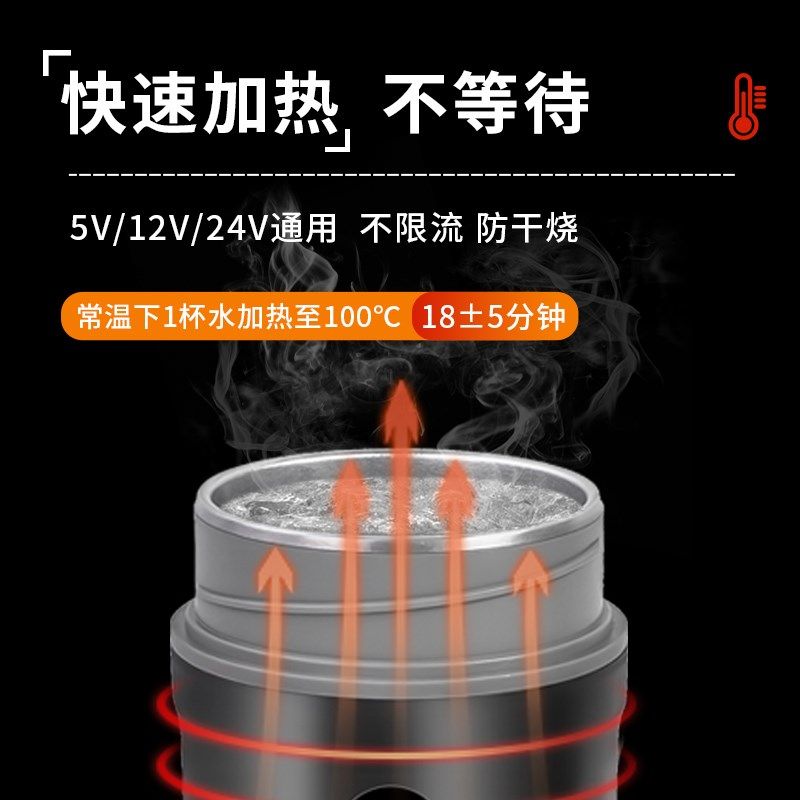 2025新款车载烧水杯12v24v通用烧水壶加热保温一体电热水杯热水器