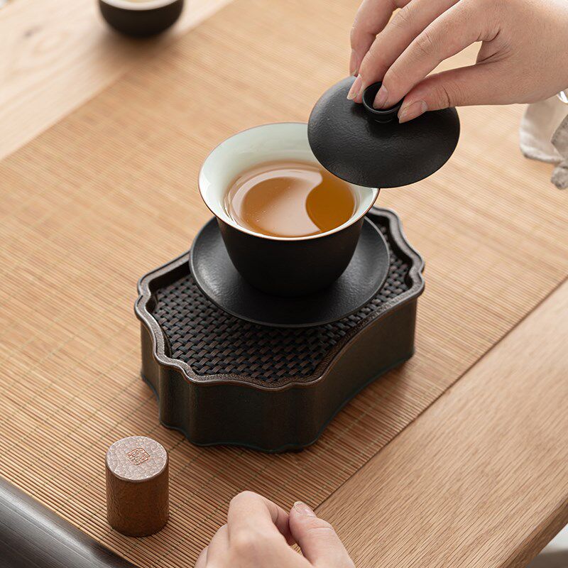 粗陶金玉满堂功夫茶具套装三才盖碗西施茶壶礼盒款