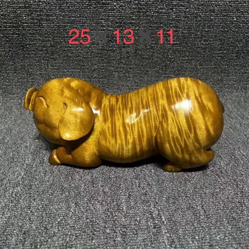 金丝楠木小叶桢楠金猪25*13*11实木水波纹招财客厅摆件送礼盒装