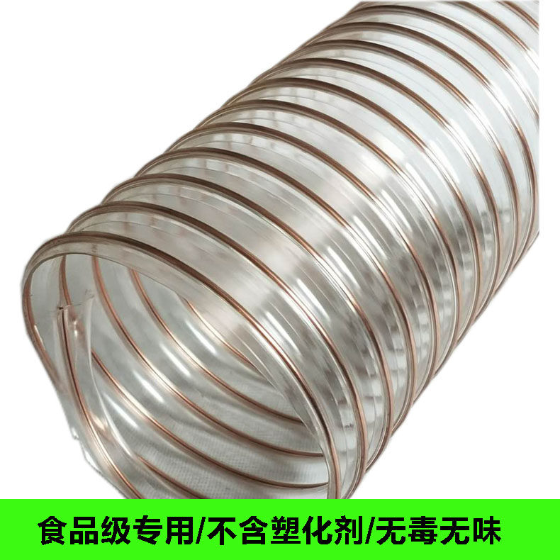 工业吸尘管耐高温pu透明钢丝抽吸粉尘泡沫软管风管耐磨伸缩200mm