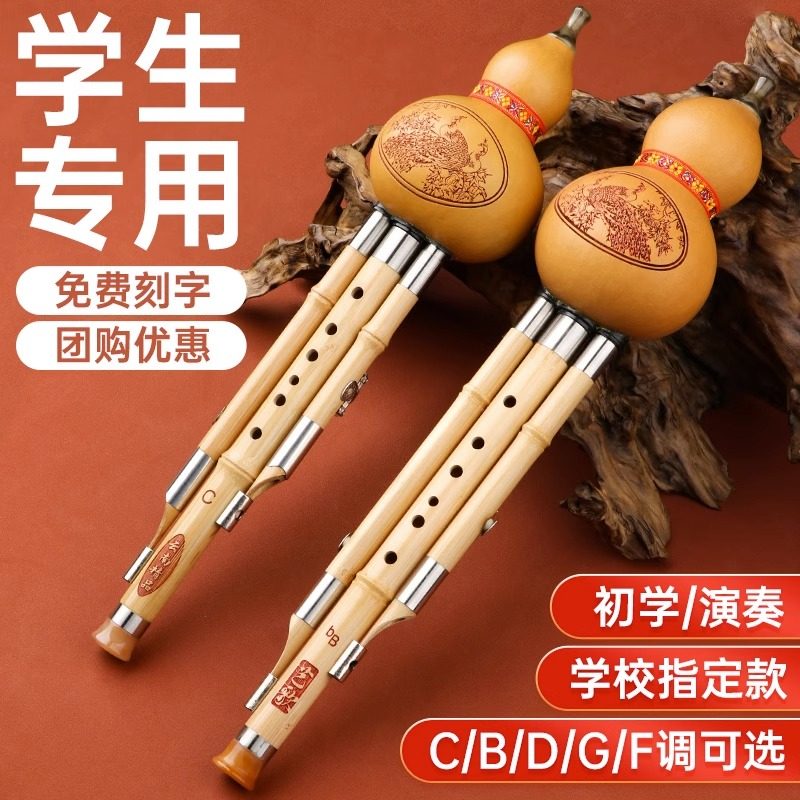 葫芦丝C调降B调金丝楠竹初学者儿童成人专业演奏小学生专用D/F/G