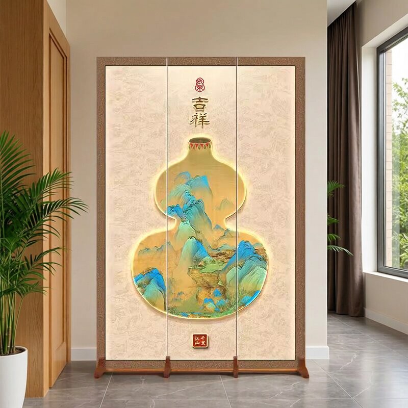 新中式葫芦屏风隔断客厅正对入户进门玄关佛龛遮挡招财风水折屏风