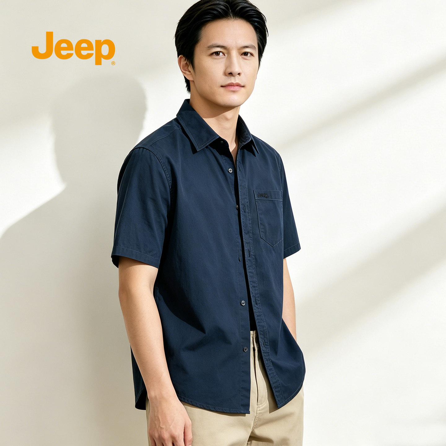 JEEP吉普翻领短袖休闲工装衬衫