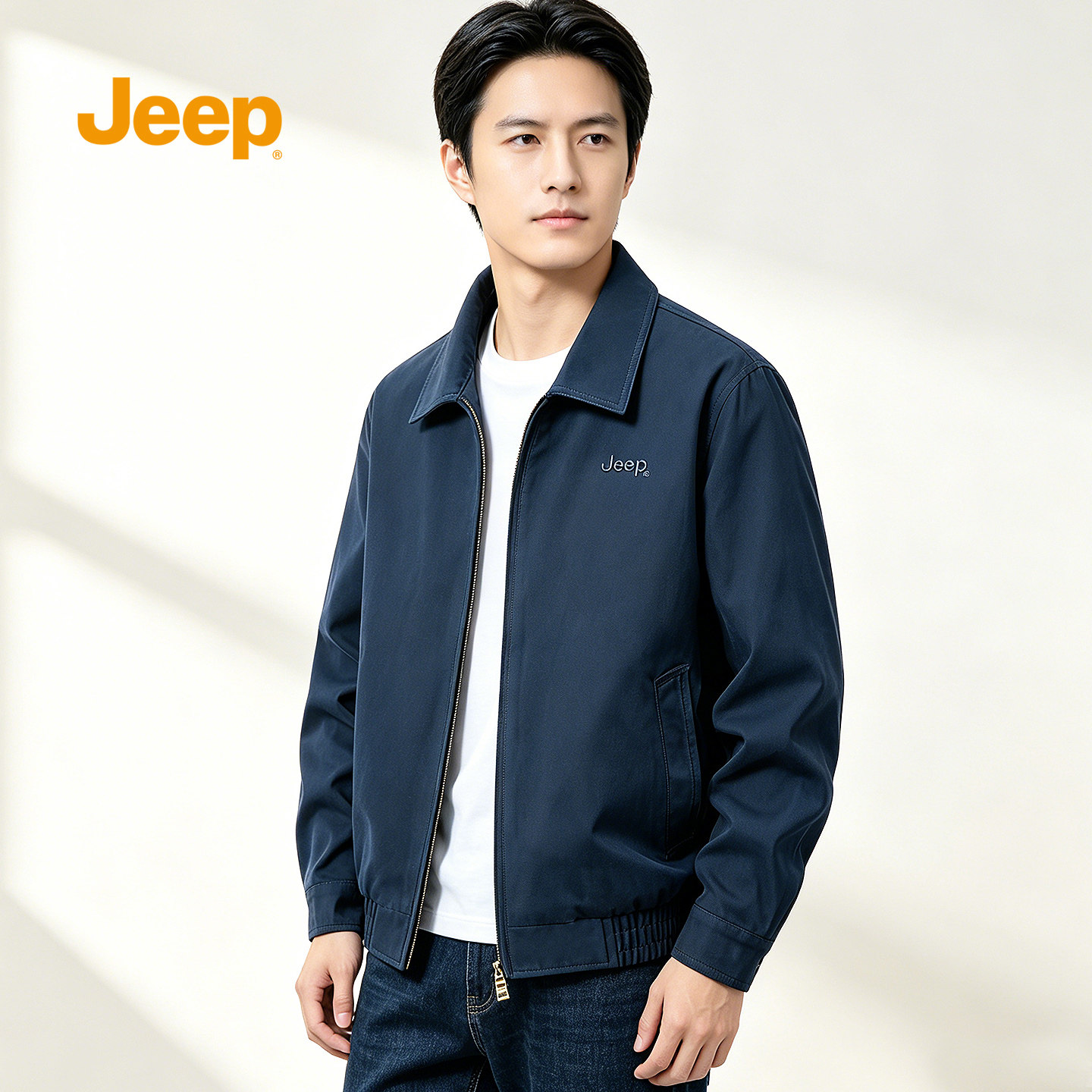 JEEP吉普翻领春秋宽松工装夹克