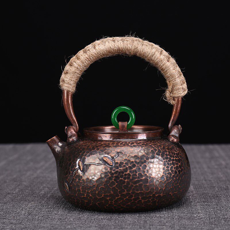 0.4L小容量迷你煮茶壶泡茶烧水壶纯紫铜手工一片造纯铜煮茶器