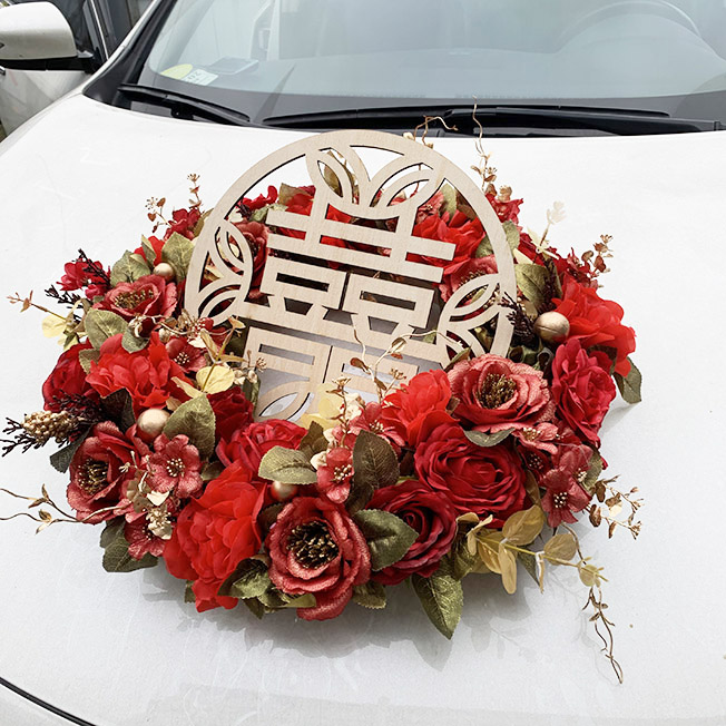 喜平方 主婚车装饰迎亲结婚花车创意花环车头花车队套装全套布置