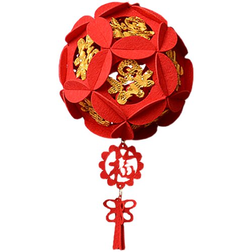 春节绣球挂饰福字宫灯无纺布小灯笼过年绣球节日新年商场装饰花球