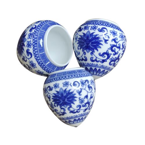 景德镇青花瓷缠枝莲画眉鸟食罐鸟杯鸟缸中号广笼杯竹子杯把鸟用品