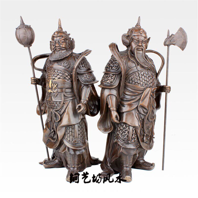 铜艺坊 纯铜门神摆件大号尉迟恭秦琼铜像左右护法家居客厅装饰