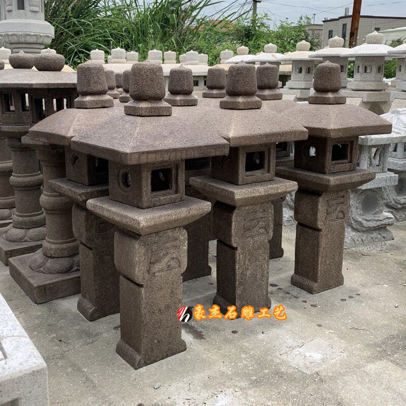 石雕灯户外仿古园林景观灯庭院石灯笼石柱灯花园装饰石头灯摆件