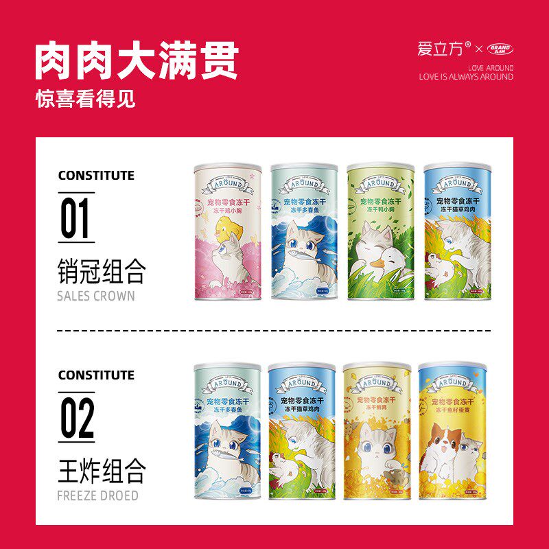 【零食套餐】爱立方冻干猫零食小鲜罐4罐 多春鱼鸡胸鸭胸猫草鸡肉