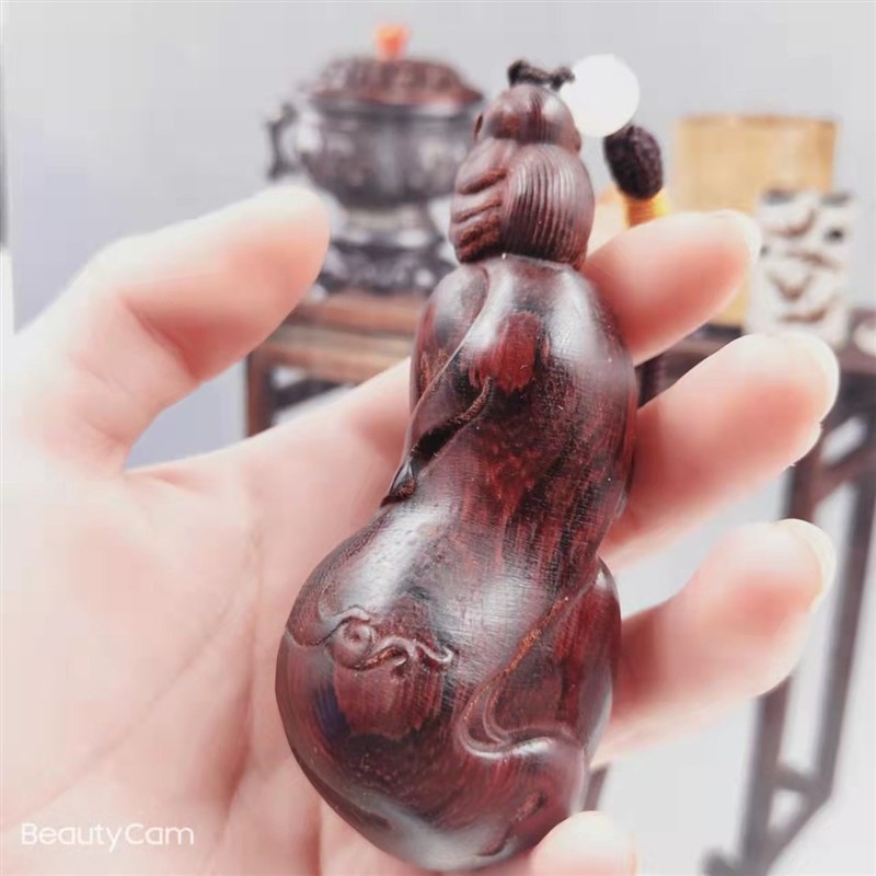 新款木雕小叶紫檀木美女文玩手把件实木工艺礼品摆饰无漆原木原色