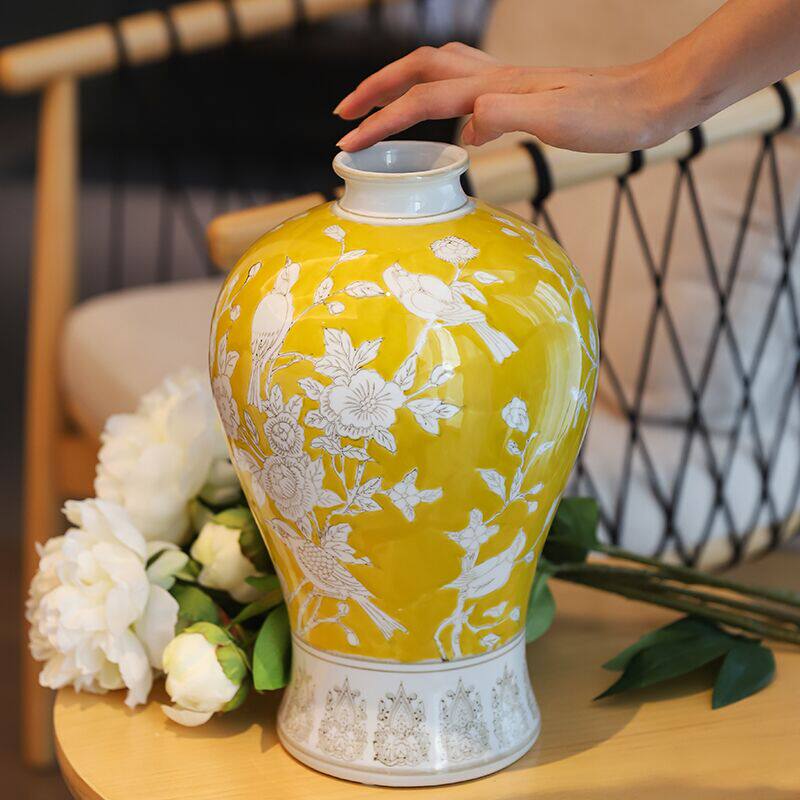 芙菡居品梅瓶手绘Make青花彩瓷花瓶水培鲜花摆件