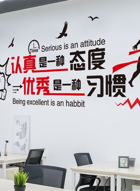 墙纸自粘励志墙贴画公司企业文化墙面装饰贴纸办公室创意标语团队