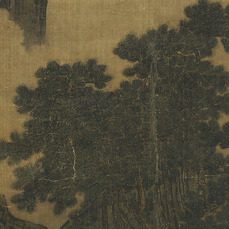 南宋李唐万壑松风图高清艺术微喷打印国画山水仿古画绢布宣纸画芯