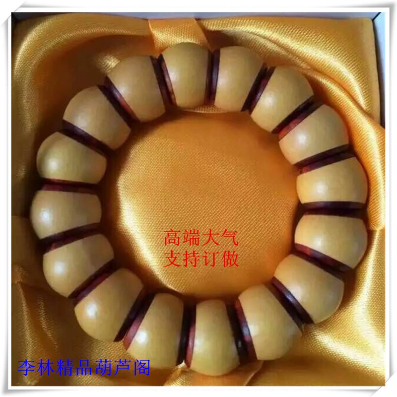 精品包邮把玩天然文玩小葫芦手串紫檀黑檀木镶口把玩收藏可订做