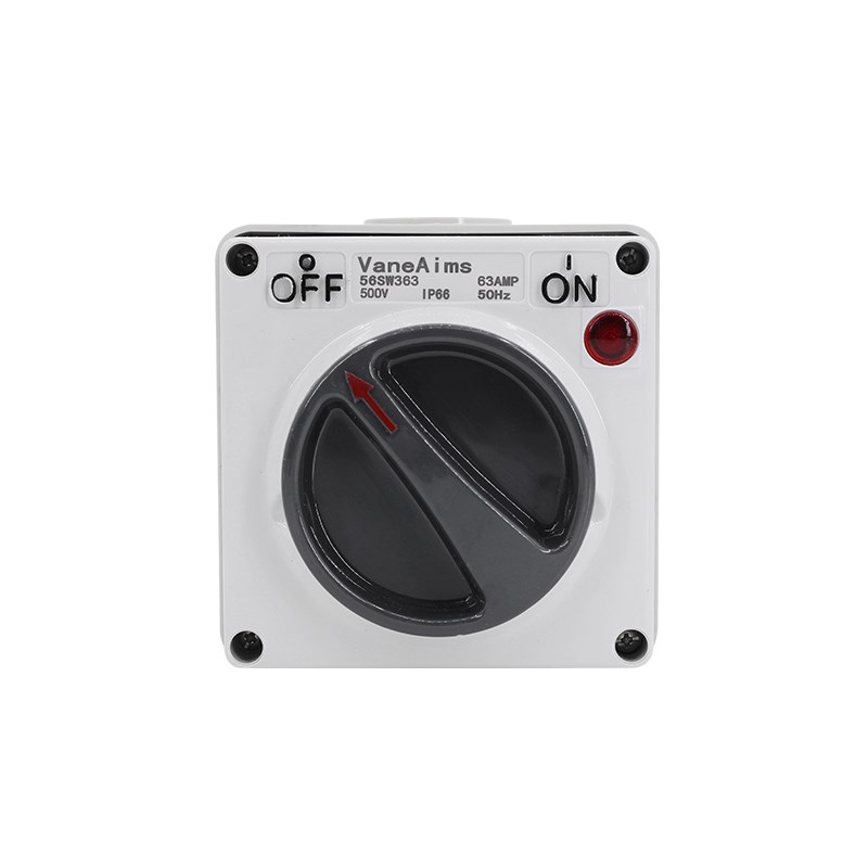 三相户外防水开关 63A/380V带指示灯防水电源启停防雨旋钮开关