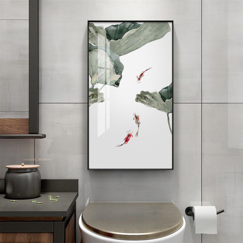 起贝新中式卫生间防水画洗手间门口挂画浴室厕所装饰画免钉免打孔