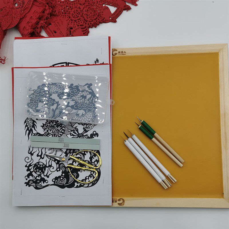 传统非遗剪纸艺术的精工细作蜡板手工刻刀剪刀图样专业工具新品包
