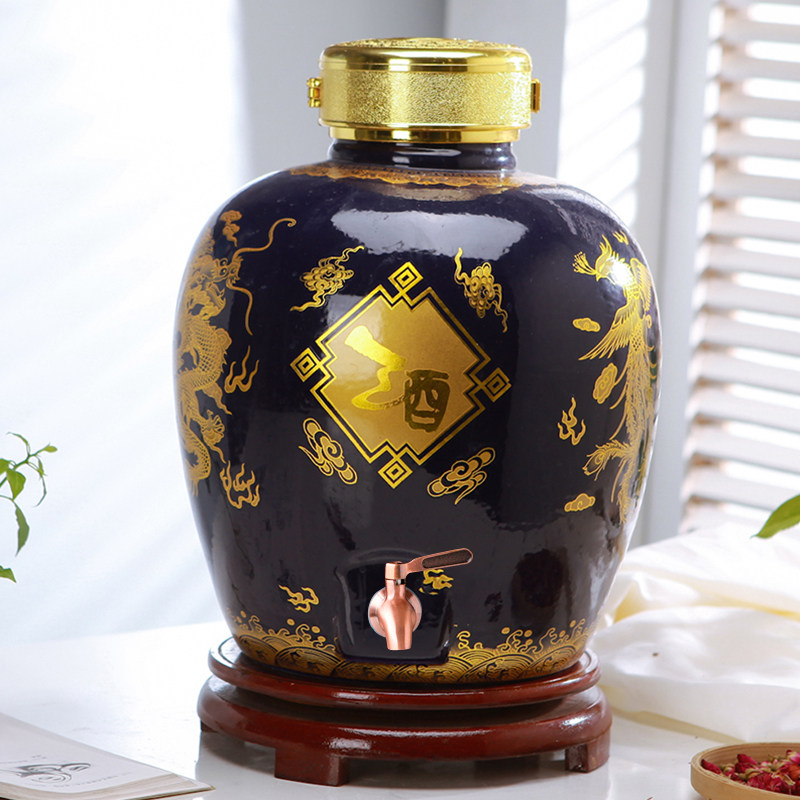 景德镇陶瓷婚庆酒瓶10/20/30/50斤结婚喜酒坛子龙凤喜庆红色定制