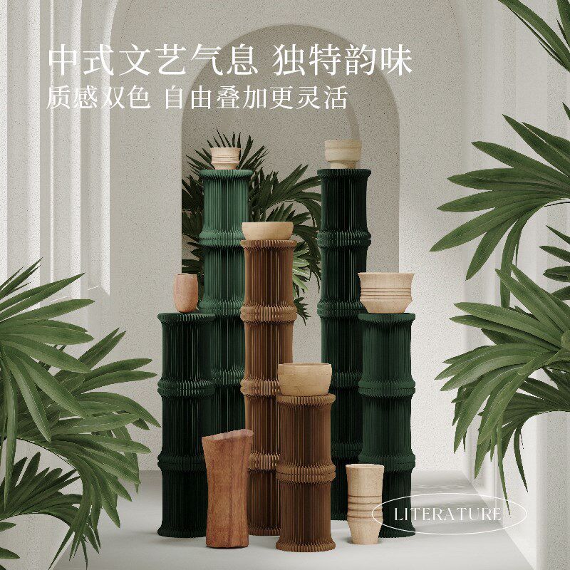 十八纸圆柱商品展示架摺叠可携式置物架橱窗展架货架陈列圆形装饰