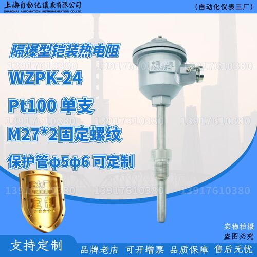 上海自动化仪表三厂 隔爆铠装热电阻 WZPK-24 5 单支 Pt100