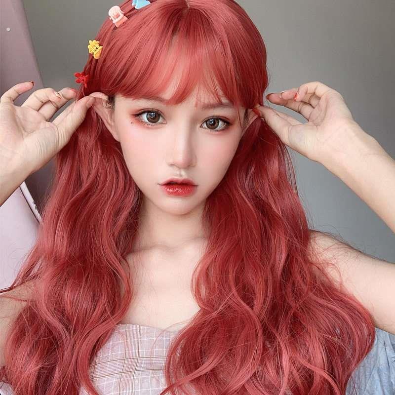 假发女长卷发大波浪蓬松自然网红长发橘红色羊毛卷气质修脸全头套