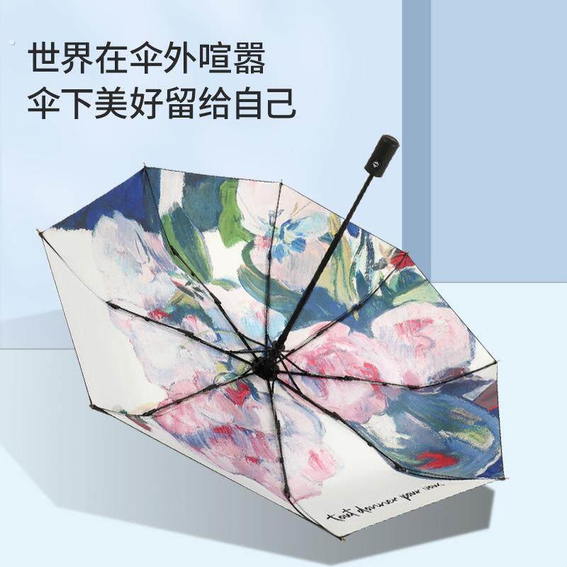 全自动双层超强折叠伞水彩画遮阳伞铁塔油画晴雨伞广告伞