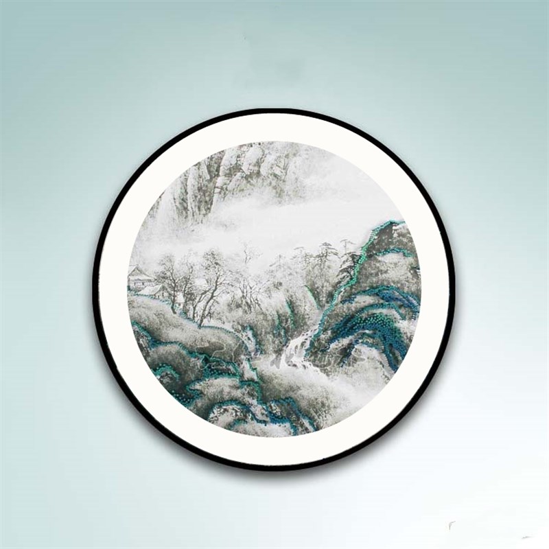 实木圆形画框相框油画框国画书法圆形卡纸边框挂墙新中式装饰边框