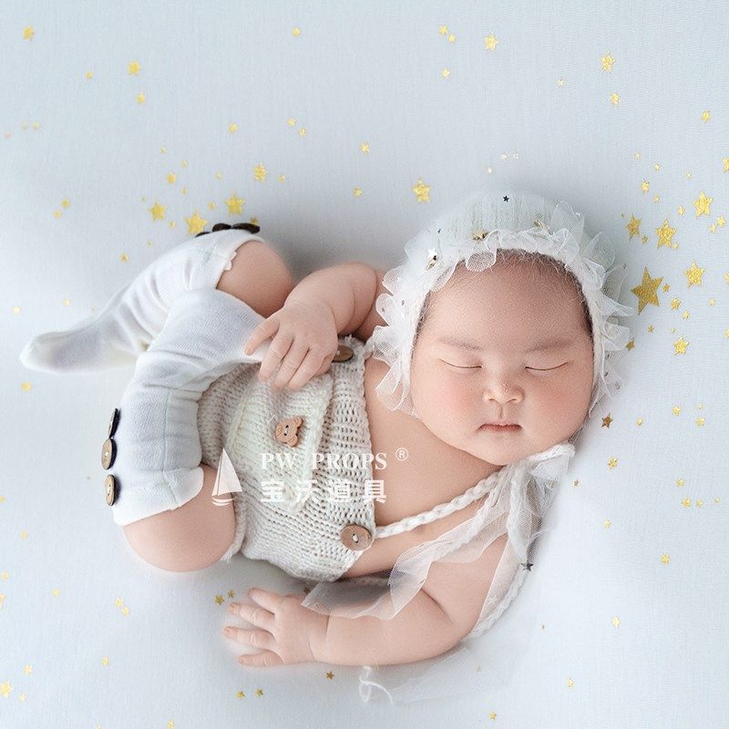 宝沃道具儿童摄影背景布星空毯子影楼新生儿拍照豆袋毯子