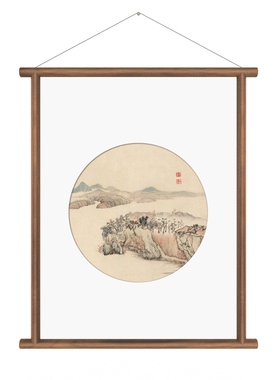 禅意新中式画黑胡桃木装饰画相框挂轴实木画框玄关客厅墙壁挂画