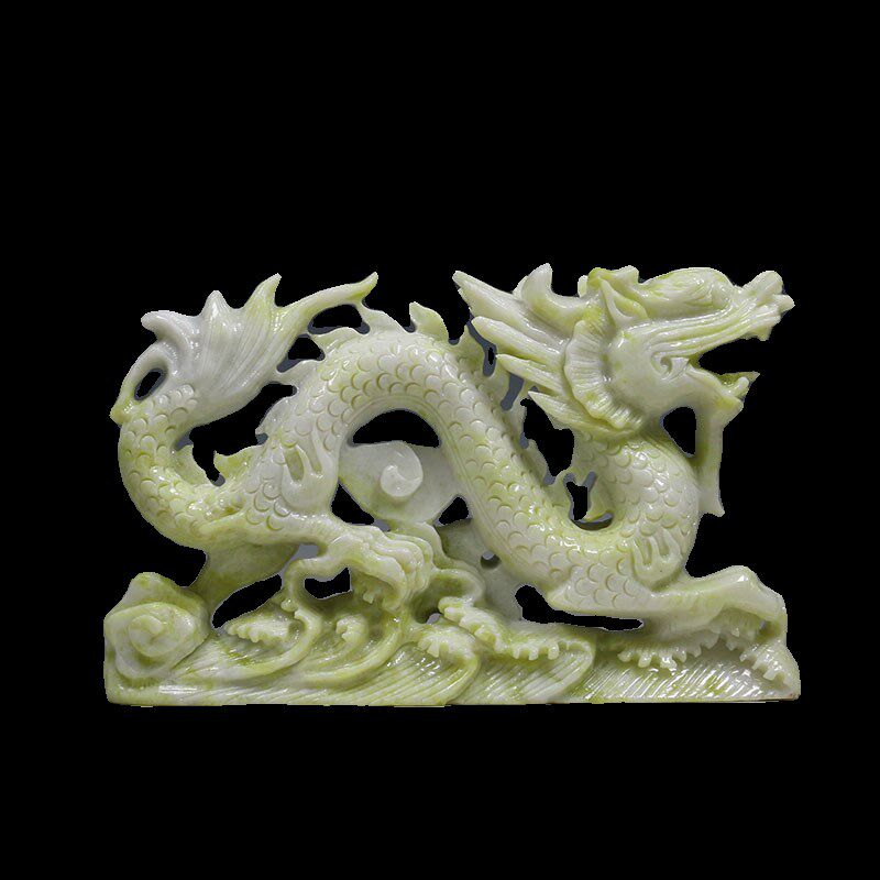 威弗列德蓝田玉龙摆件天然玉石吉祥龙生肖龙摆件家居玄关吧台礼品