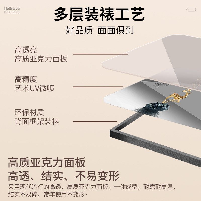 山水风景画数码万年历办公室电子钟挂钟装饰画沙发背景墙挂墙时钟