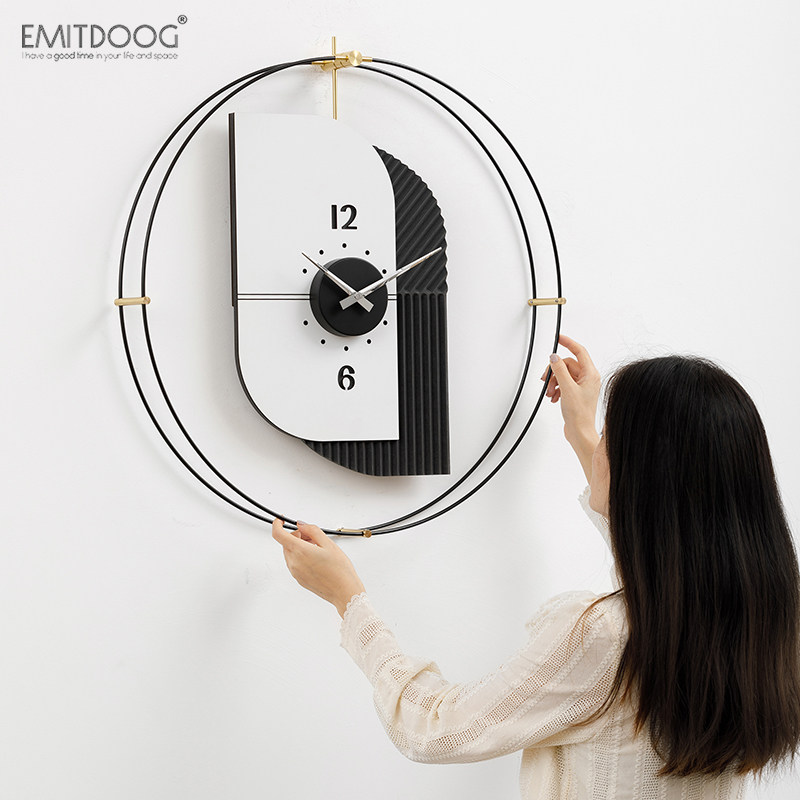 EMITDOOG免打孔北欧轻奢钟表挂钟客厅艺术大气创意极简时钟装饰墙
