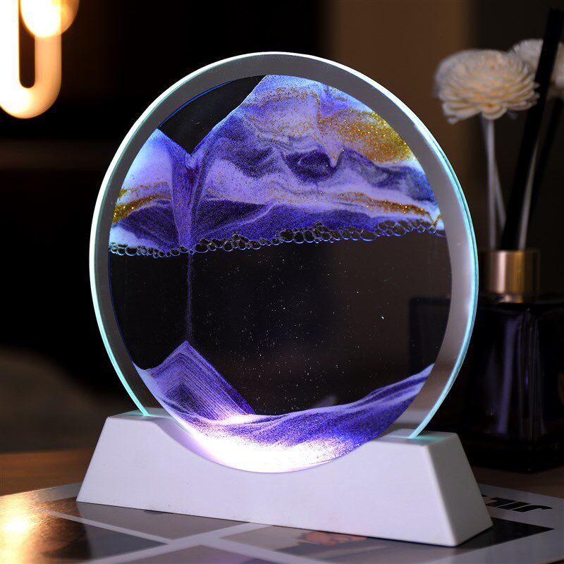 发光流沙画摆件3d立体客厅装饰品居家玄关酒柜女生日礼物创意沙漏