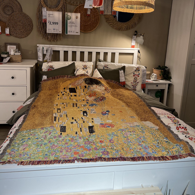 艺术抽象午睡休闲毯房间装饰挂毯毛毯地毯酒店营地垫子针织沙发巾